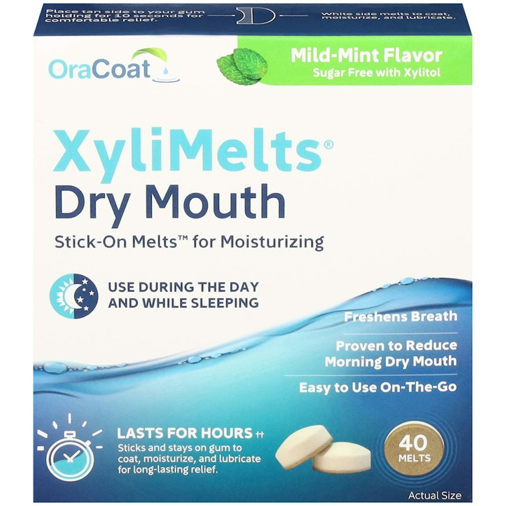 OraCoat Xylimelts Menthe Douce - 40 Disques Oraux pour Bouche Sèche