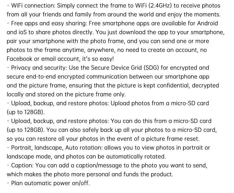 Frameo cloud photo frame WiFi digital photo frame 16G memory smart photo album - Korvel