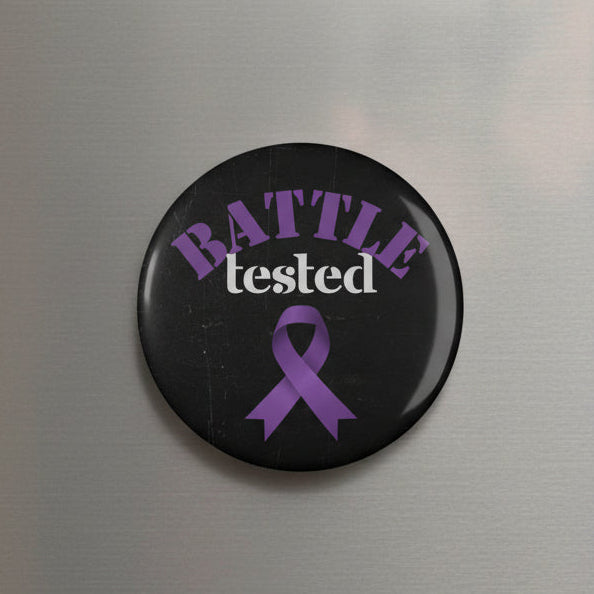 Battle Tested Purple Ribbon Awareness Magnet - 2.25" Round