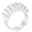 Bague de mariage multi-rangs en diamant taillé en baguette en argent sterling .925