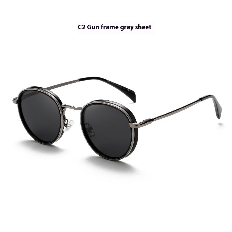 Lunettes de soleil rétro à monture ronde avec verres réfléchissants