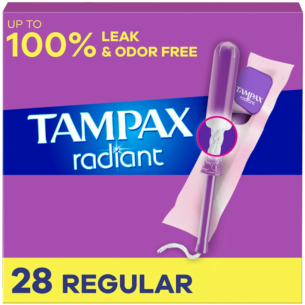 Tampax Radiant Tampons with LeakGuard Braid, Regular Absorbency