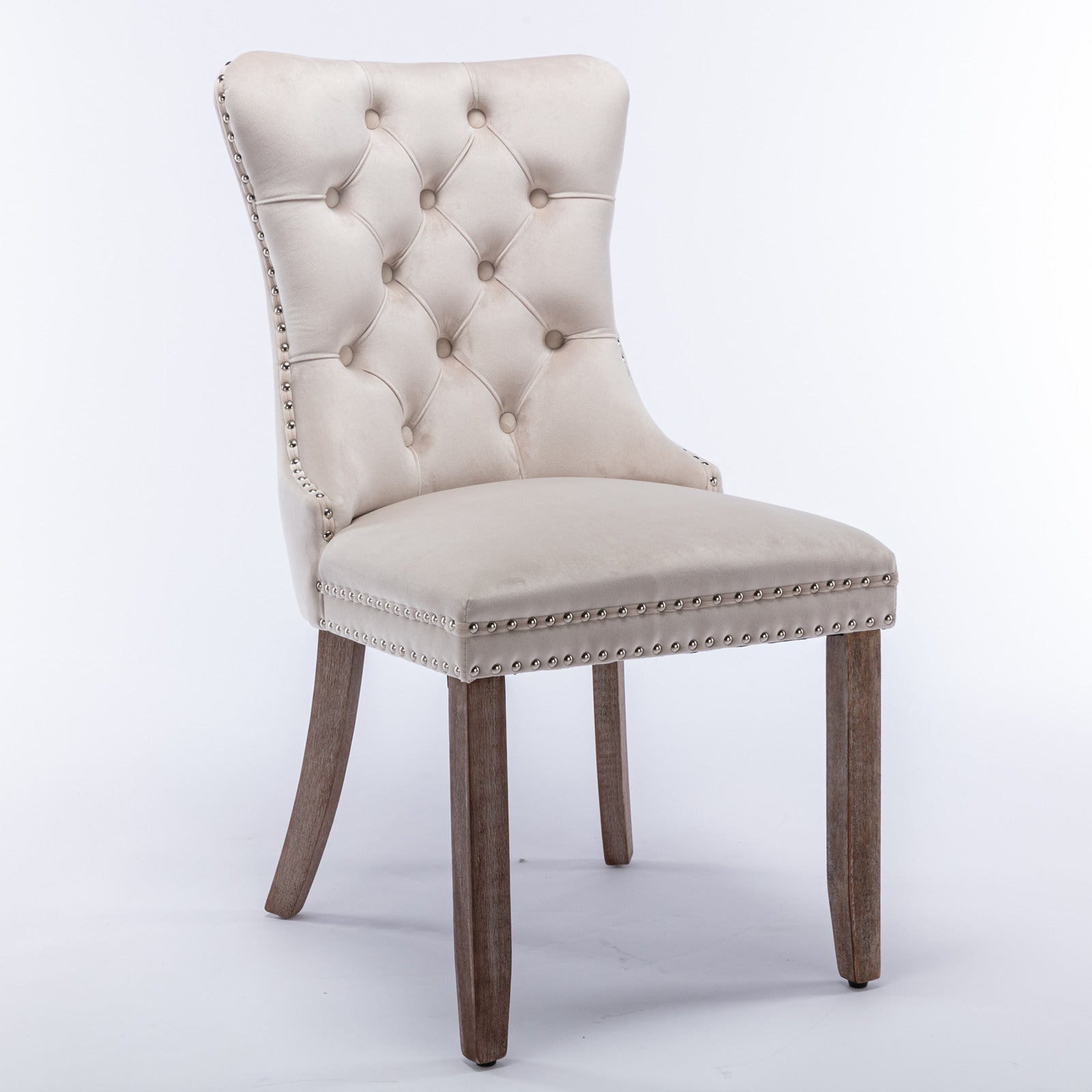 Nikki Collection Modern High-end Tufted Solid Wood Contemporary Velvet Upholstered Dining Chair 2-Pcs SetBeige - Korvel