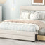 Queen Upholstered Platform Bed with Twin Size Trundle and Two Drawers  Beige - Korvel