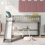 Cama baja tipo loft tamaño twin con escalera y tobogán - Gris
