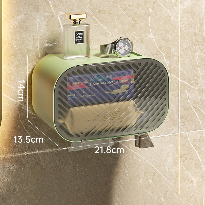 No punching wall-mounted tissue box toilet rolls paper torage box - Korvel