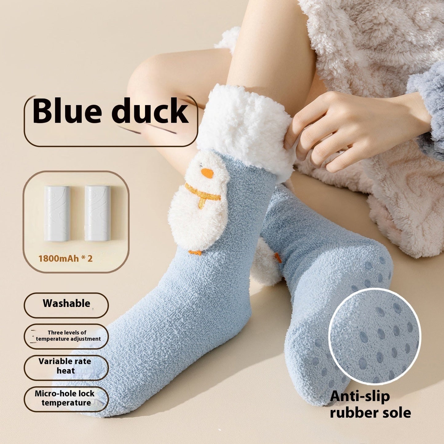 Electric Warm-Keeping Crew Socks for Winter Comfort