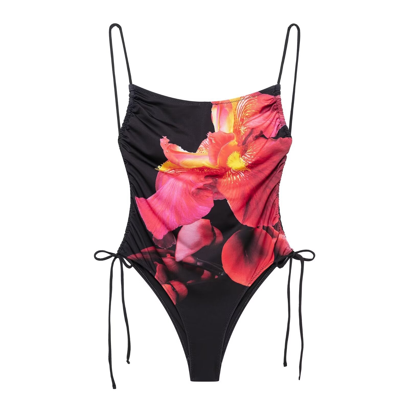 Sexy lace up floral print swimsuit jumpsuit for women - Korvel