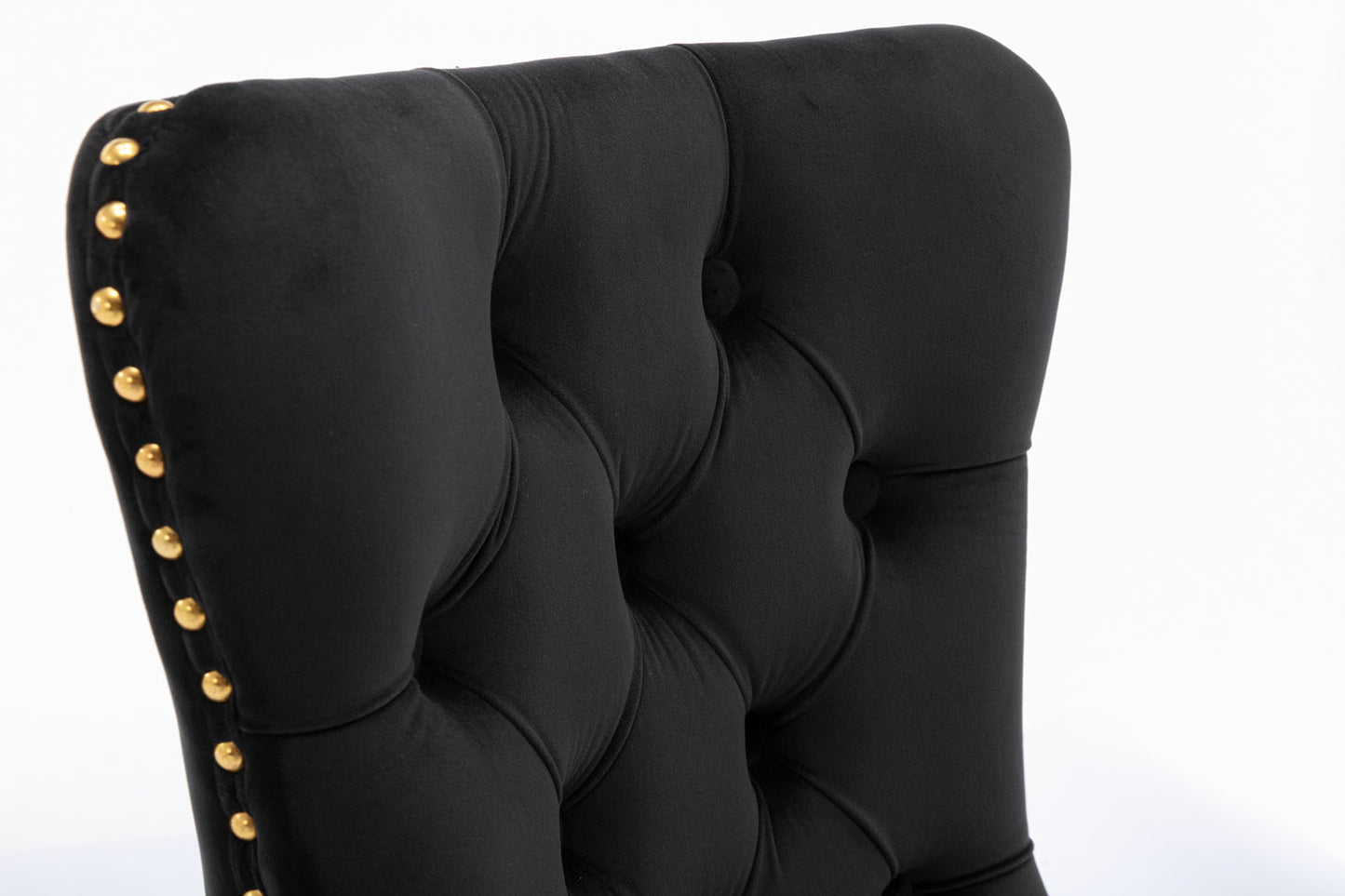 Elegant Black Velvet Dining Chair Set with Gold Accents