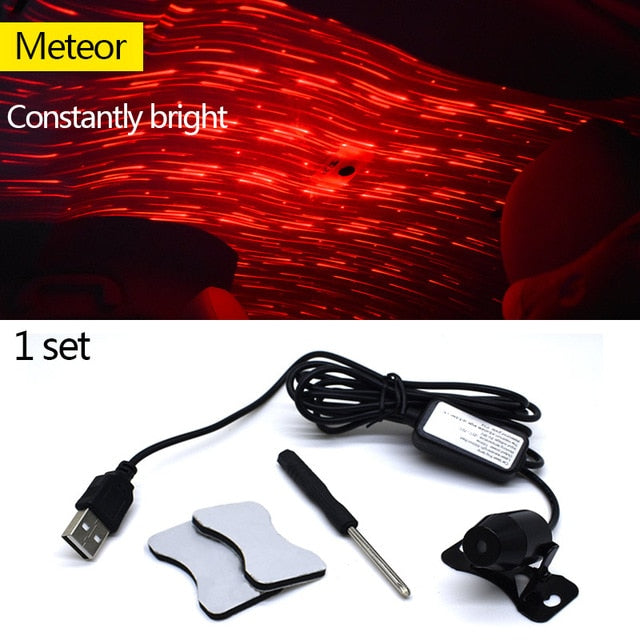 Light Projector Car Decoration Light USB LED Starry Sky Star DJ RGB Laser Projector Music Sound Remote Control Auto Car Styling - Korvel