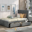 Linen Upholstered Platform Bed With Headboard and Two Drawers Full - Korvel