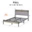 Premium Grey Full Size Bed Frame with Charging Station
