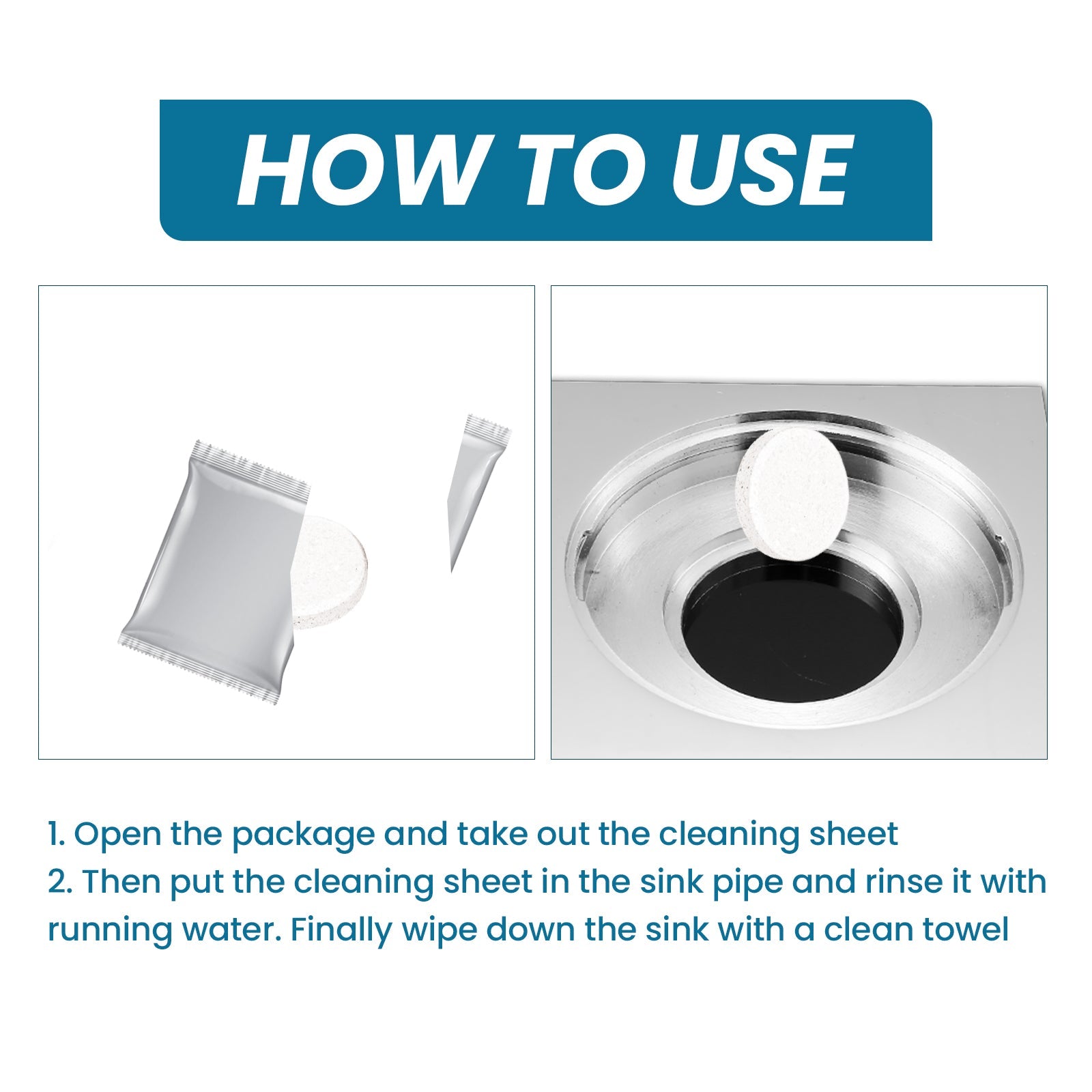 Sink Cleaning Tablets, Kitchen Sink Cleaning Stains And Oil Cleaning Pipes Cleaning Effervescent Tablets - Korvel