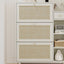 Natural Bohemian style shoe cabinet with 3 rattan flip drawers, 3 square shelves, and 1 storage drawer, white - Korvel