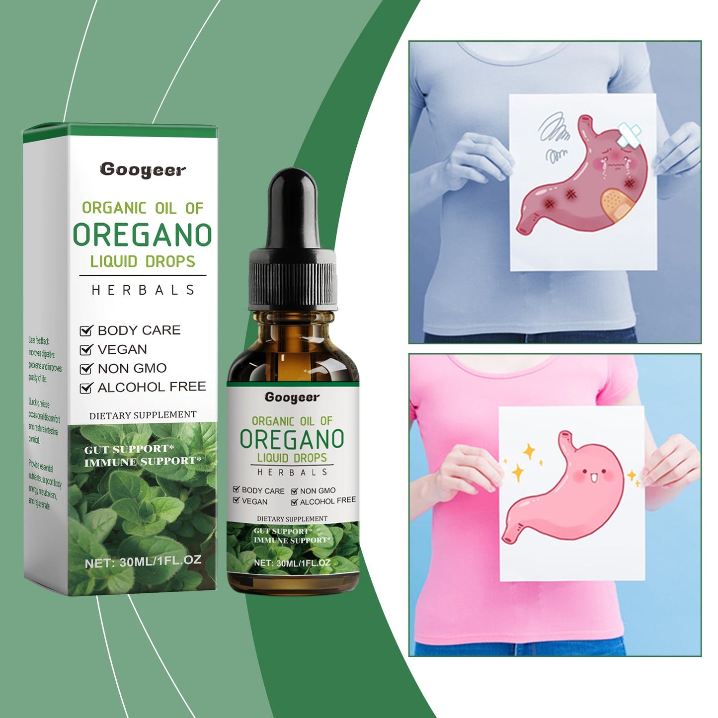 Digestive And Intestinal Health Drops, Organic Oregano Oil Drops Treatment - Korvel