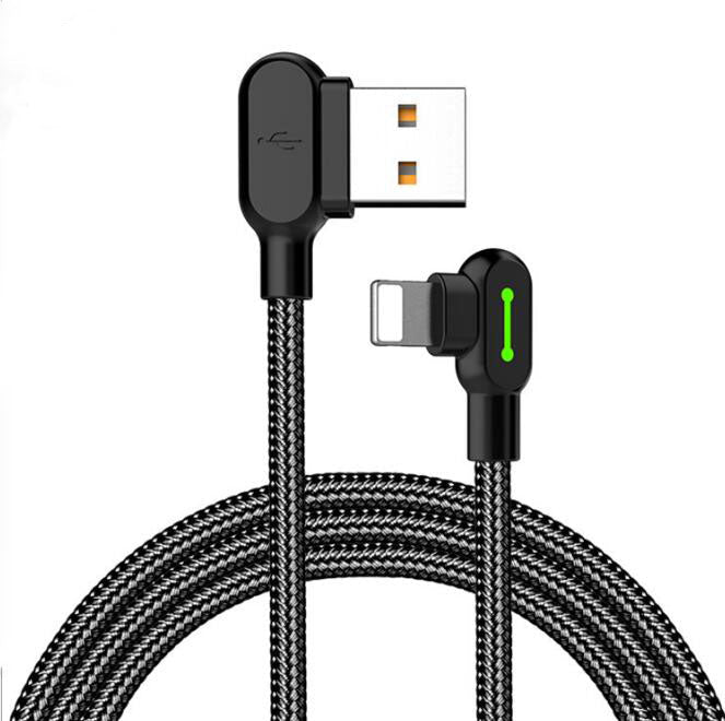 Type C Double elbow with light data cable for Samsung S8 Fabric Woven Charging Line for Huawei Mate 10 Data Cable - Korvel