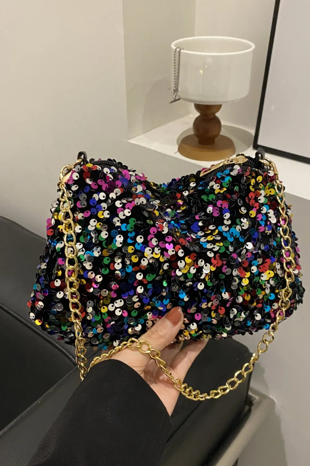 Sequin Removable Strap Shoulder Bag - Korvel