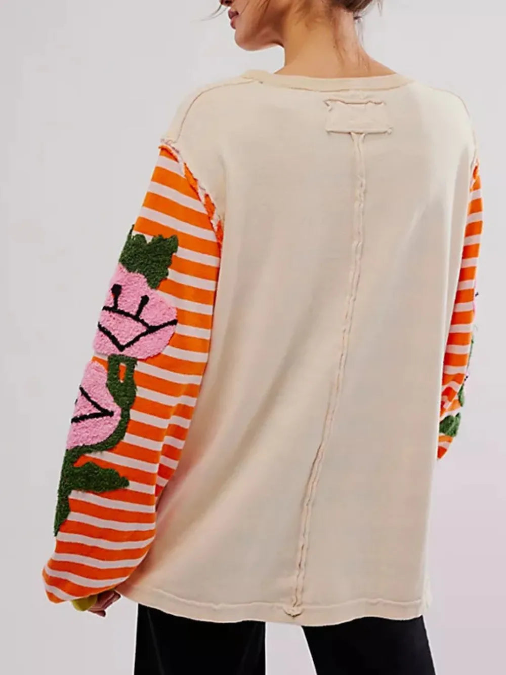 Sudadera de Cuello Redondo a Rayas con Manga Larga