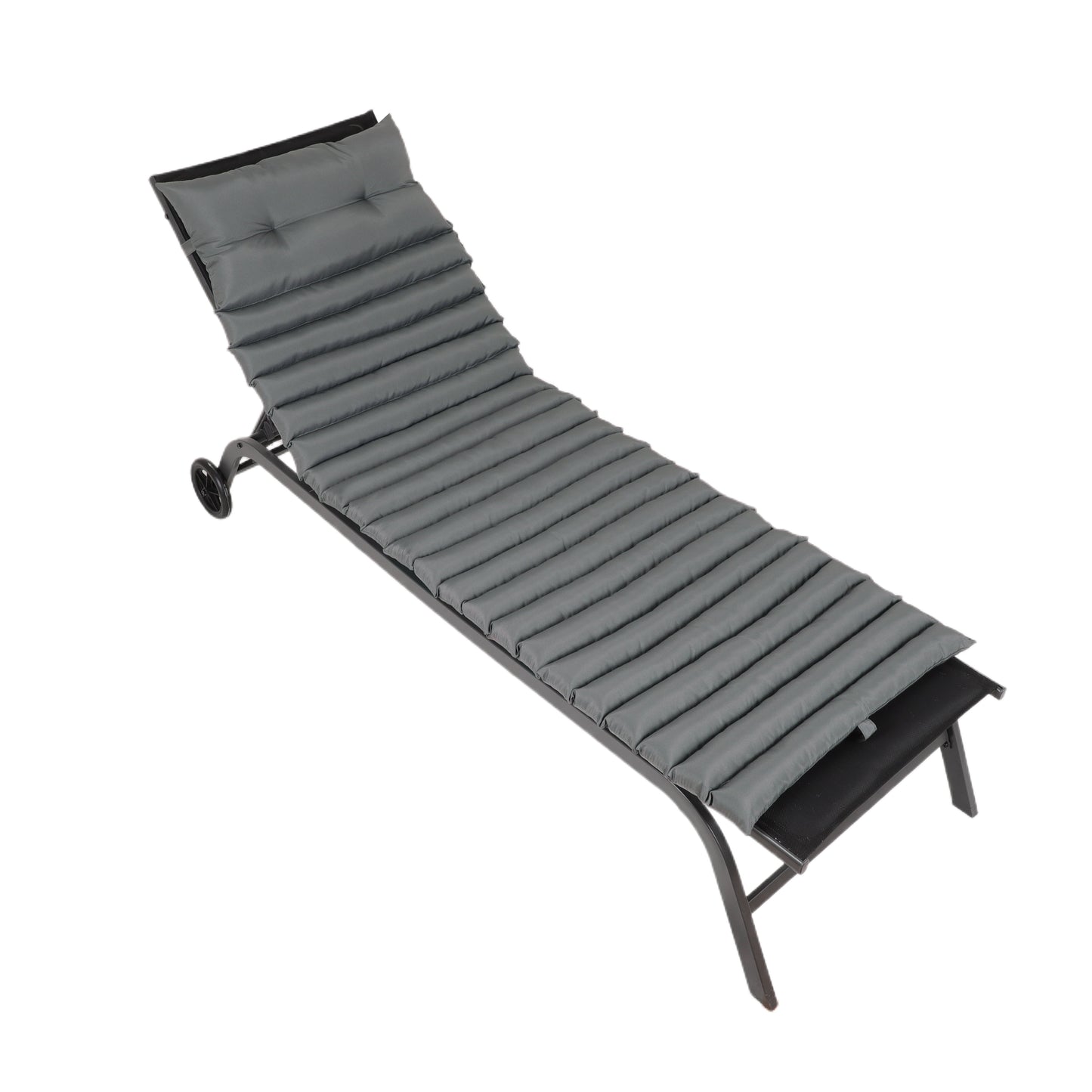 2PCS Set Outdoor Lounge Chair Cushion Replacement Patio Funiture Seat Cushion Chaise Lounge Cushion-GREY - Korvel