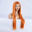 Long Straight Hair 13*2.5 Orange Chemical Fiber Front Lace Wig Head Cover Natural Hairline - Korvel