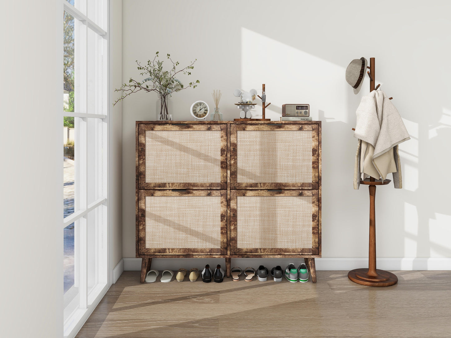 4-Door Freestanding Modern Shoe Rack for Entryway