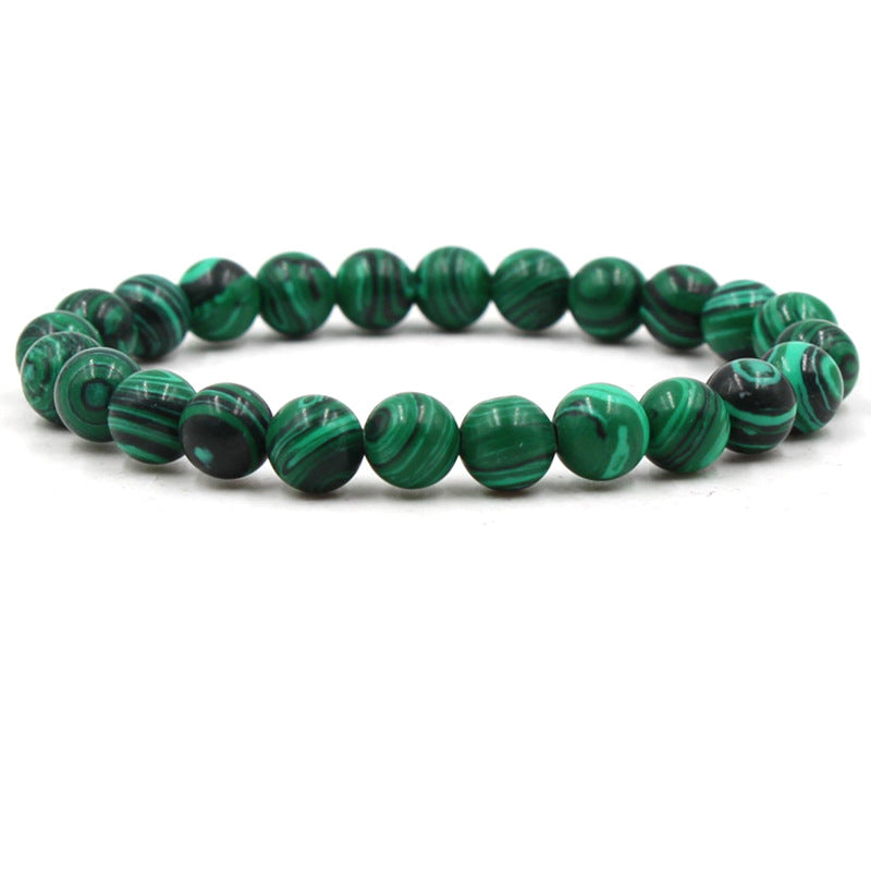 8mm matte black frosted stone malachite couple bracelet - Korvel