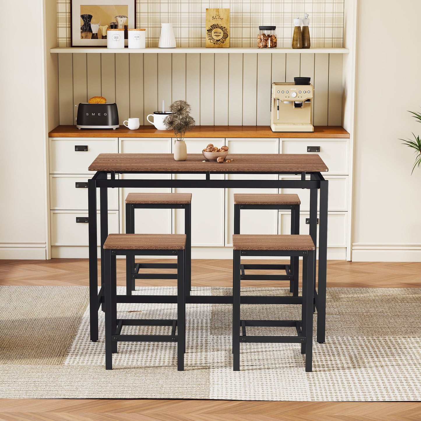 TREXM 5-Piece Compact Bar Table Set - Modern Industrial Design