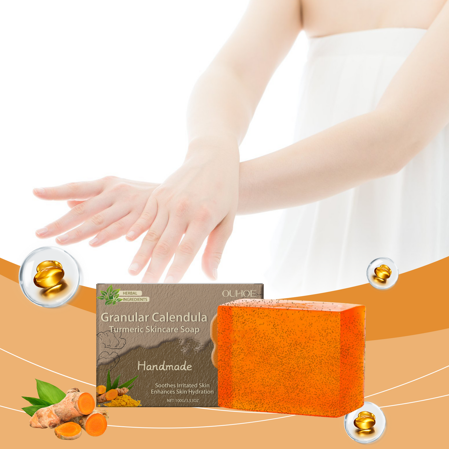 Calendula Turmeric Skin Care Soap Gently Cleans Pores And Moisturizes And Nourishes Skin And Body Bath - Korvel