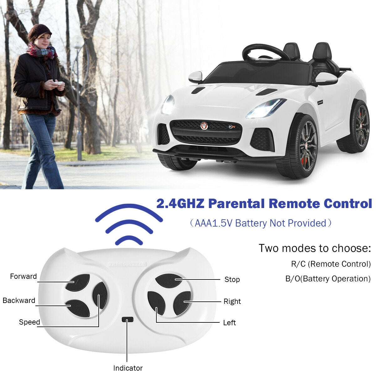 Voiture électrique pour enfants Jaguar F-Type SVR 12V - Blanche