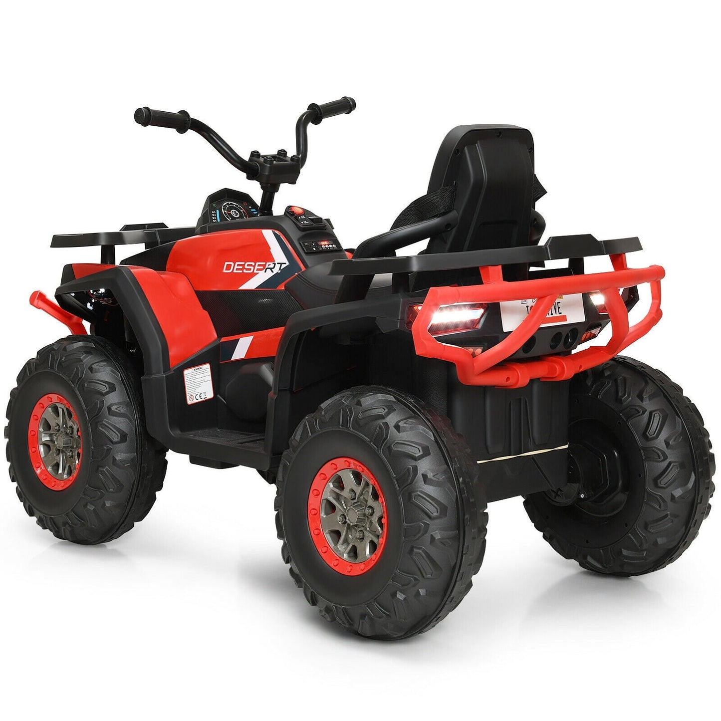 Quad ATV électrique 4 roues pour enfants 12V avec MP3 et lumières LED - Rouge