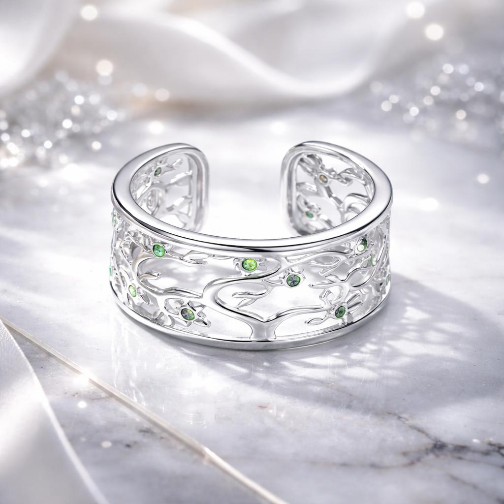 Anillo de Compromiso CZ con Engaste Pavé de Plata Esterlina S925