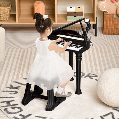31-Key Kids Piano Keyboard with Stool and Lid - Black