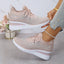 Zapatillas de cuña con cordones y strass para mujeres