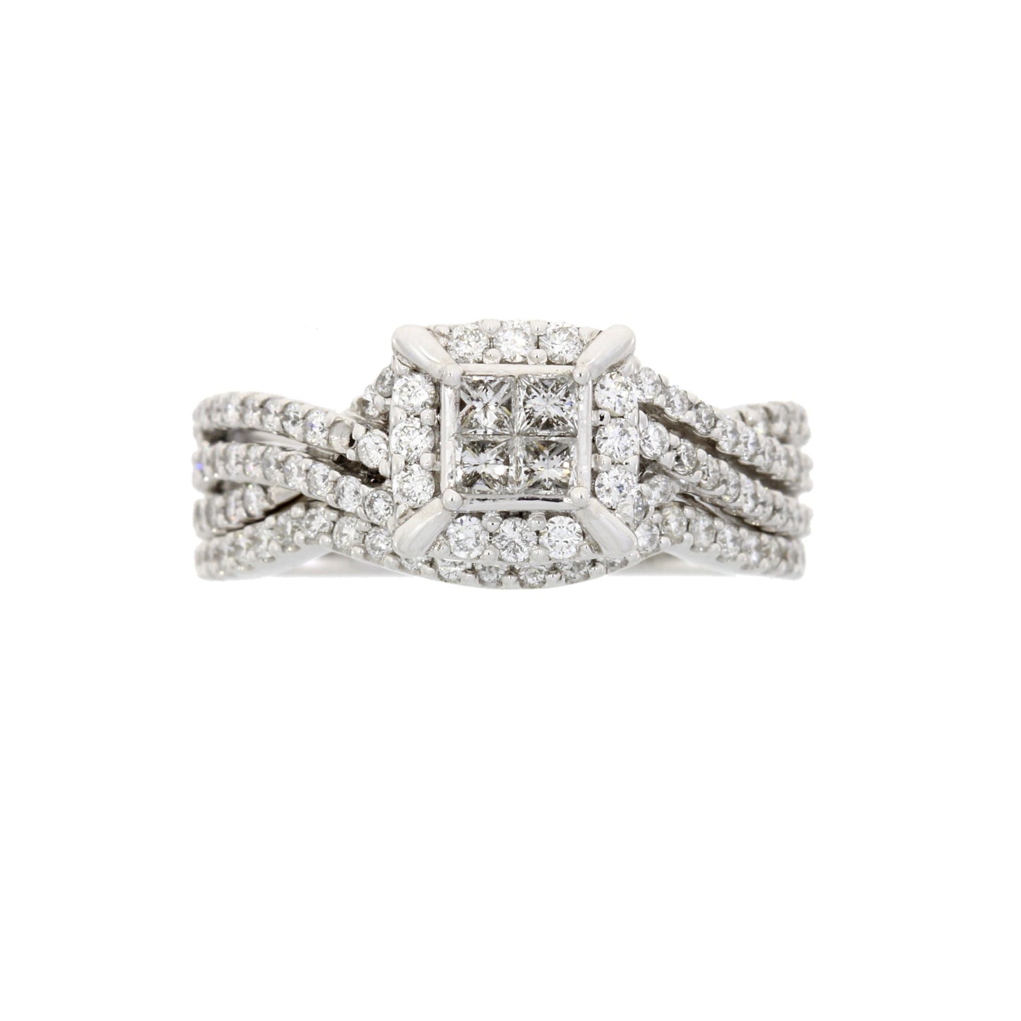 Ensemble de bague de fiançailles en diamant de 1,00 ct en or blanc 10KT