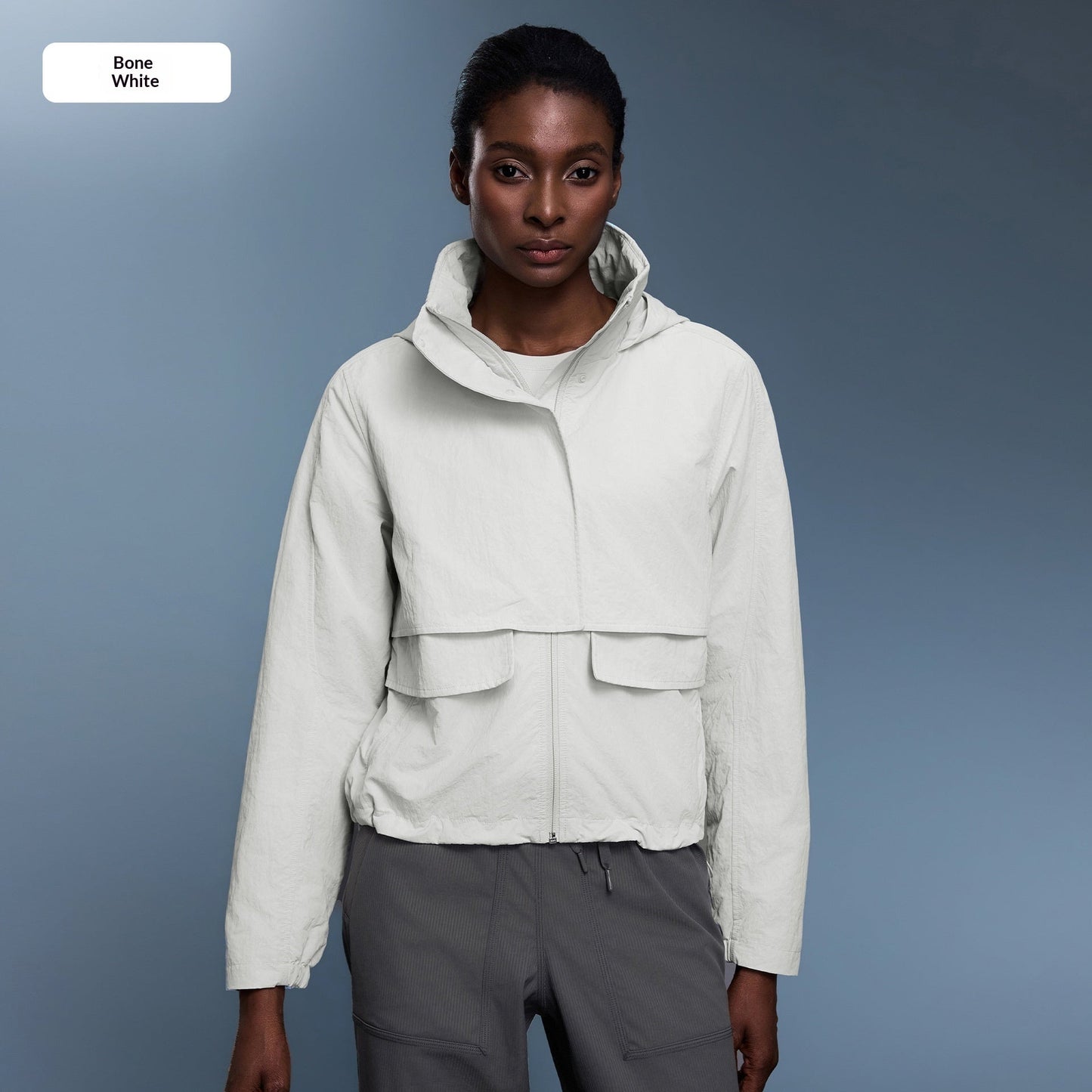 Veste coupe-vent décontractée à capuche résistante à l'eau pour femmes