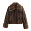 Chaqueta corta de piel sintética para mujer