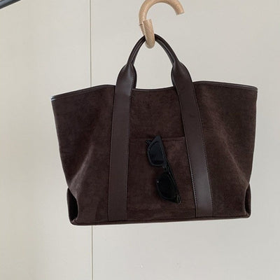 Bolso Tote de Suede Vintage de Gran Capacidad