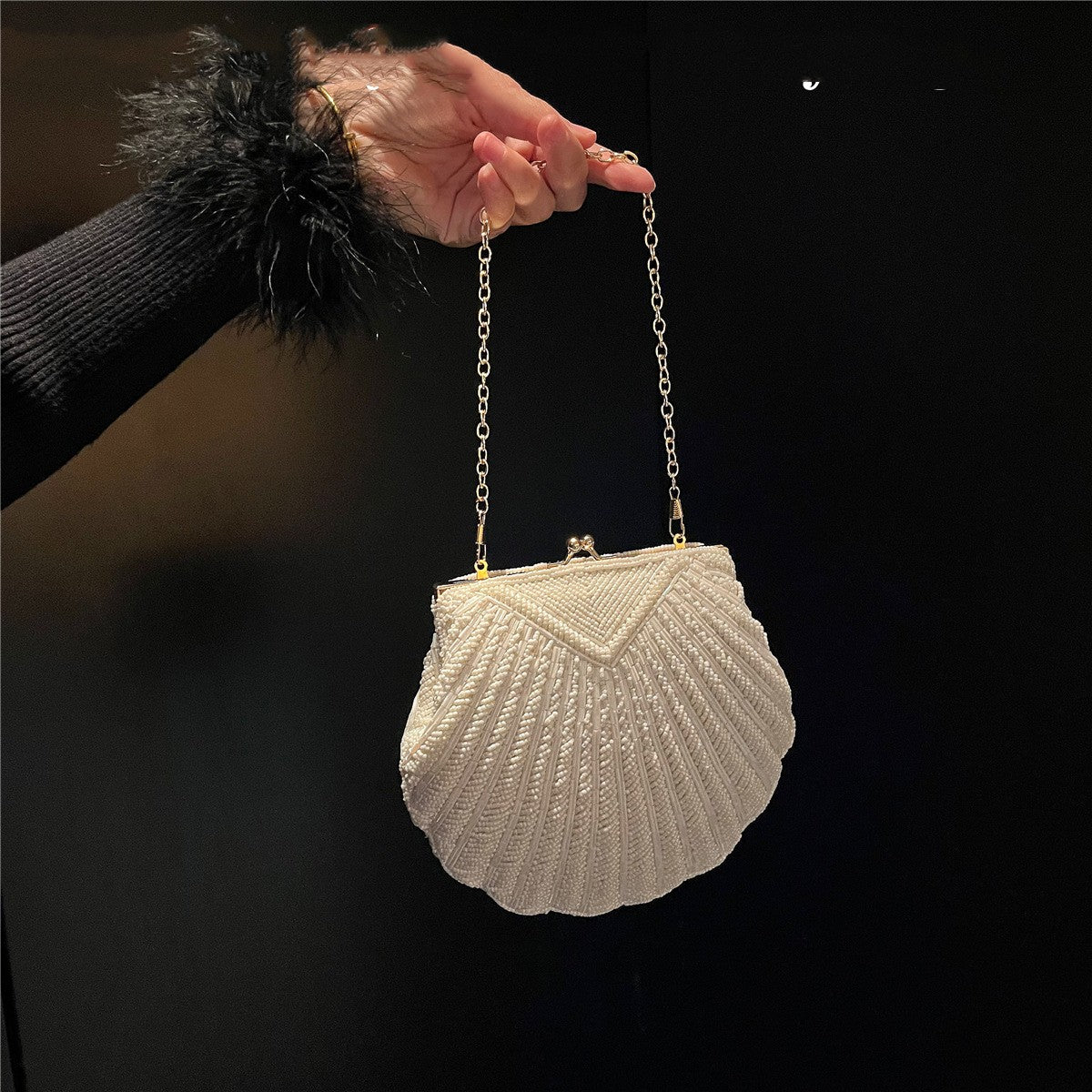 Sac à bandoulière élégant en forme de coquillage pour femmes