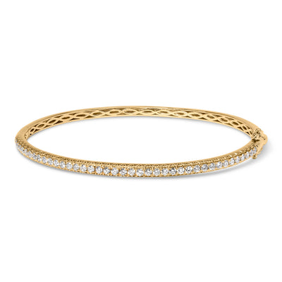 14K Rose Gold Half Eternity Diamond Bangle Bracelet - 1.00 Cttw