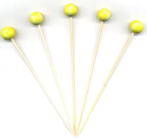 Tennis Ball Bamboo Cocktail Picks - 100 or 1000 Count