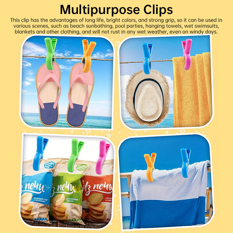 4/8-piece beach towel clips: for beach chairs, pool, cruise. Heavy-duty, strong, also works as clothes pins. - Korvel