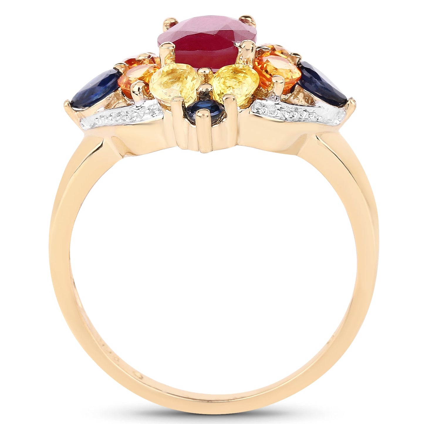 14K Yellow Gold Plated Multi Stone Engagement Ring