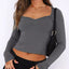 Long Sleeve Sweetheart Neck Crop T-Shirt