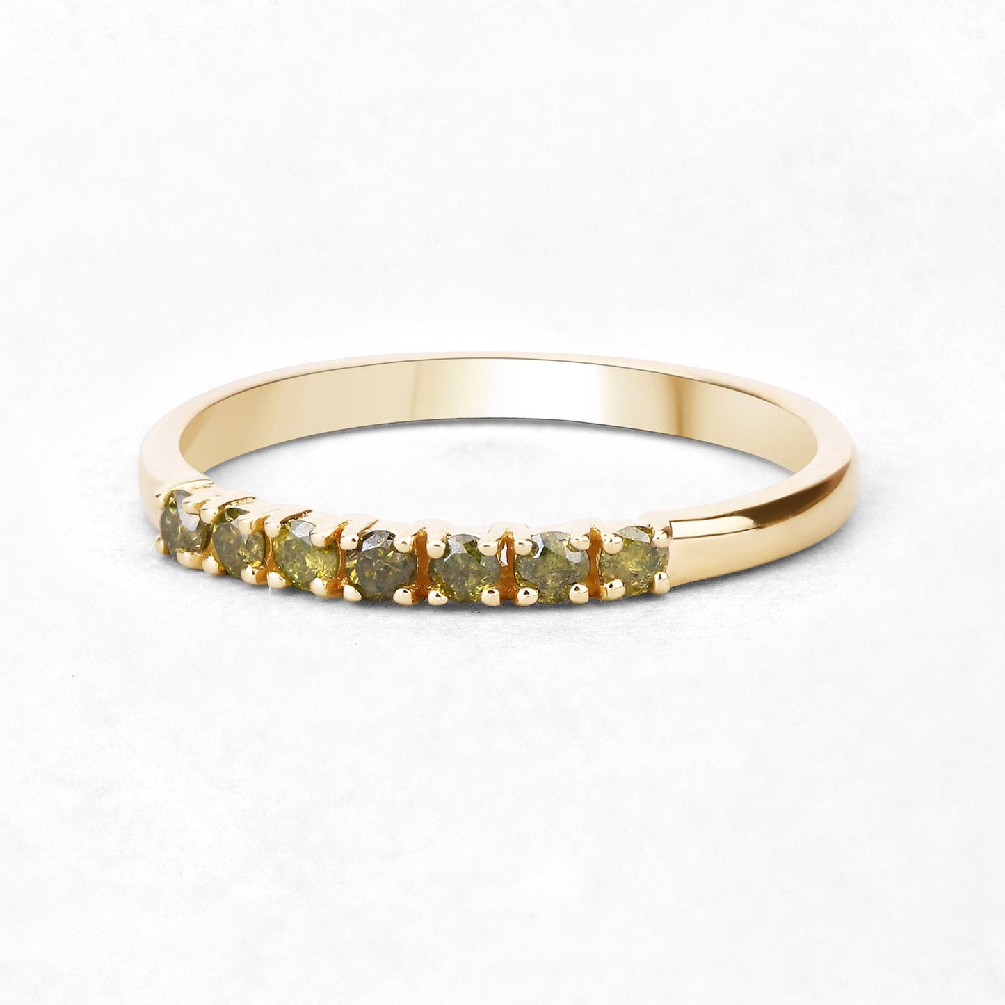 0.22 Carat Genuine Dark Yellow Diamond 14K Yellow Gold Engagement Ring