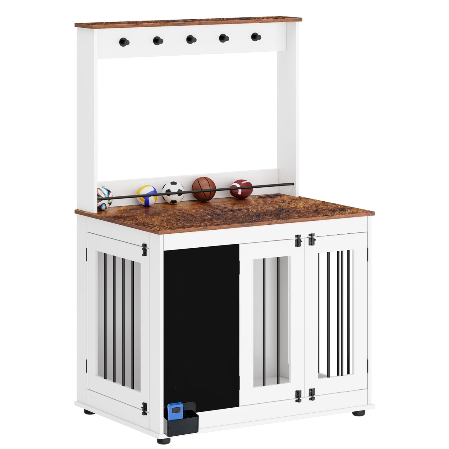 Premium Graffiti Dog Crate with Double Doors - White Vintage