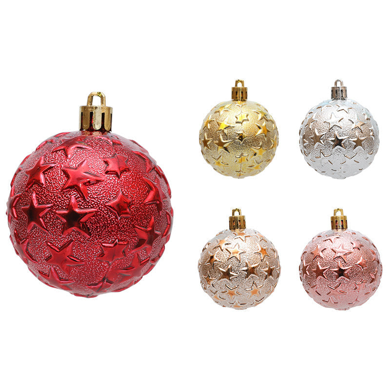 Christmas 6cm Decorative Ball with Starry Sky Relief, Christmas Electroplating Ball Pendant, Venue Decoration Ball - Korvel