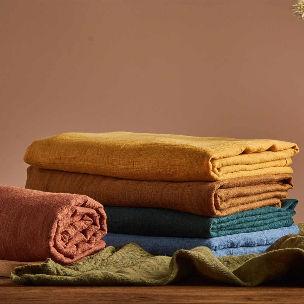 Kangobaby #Old Time# 100% Cotton Plain Color 2pcs Set Hot Sale Baby Muslin Swaddle Blanket - Korvel