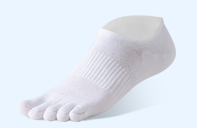 1 pair Pure Cotton Five Finger Short Socks Men Sweat Absorbent Antibacterial Breathable Mesh Boat Socks Running Sports Toe Sock - Korvel
