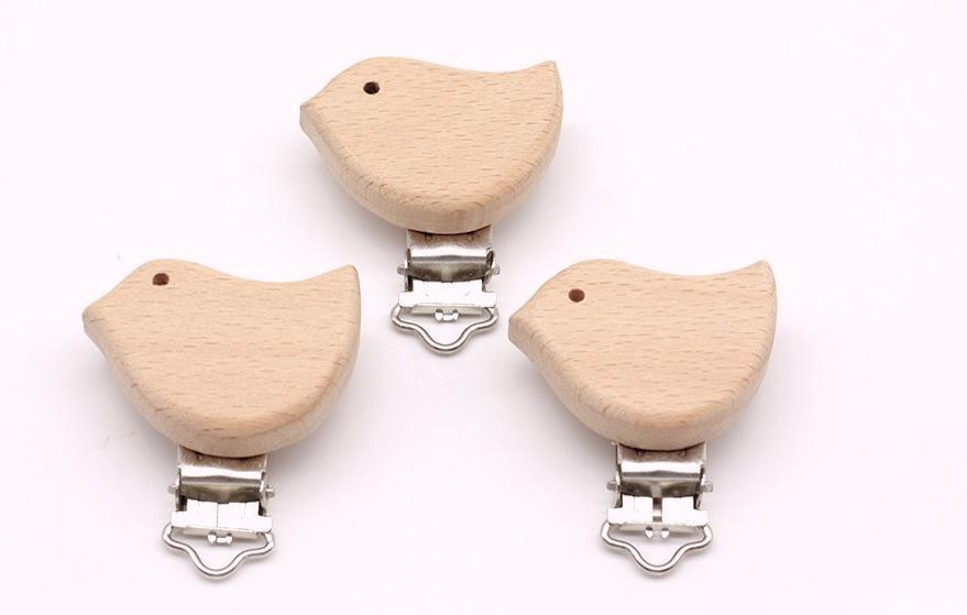 Premium Beech Wood Pacifier Clip - Cute Elephant & Heart Design