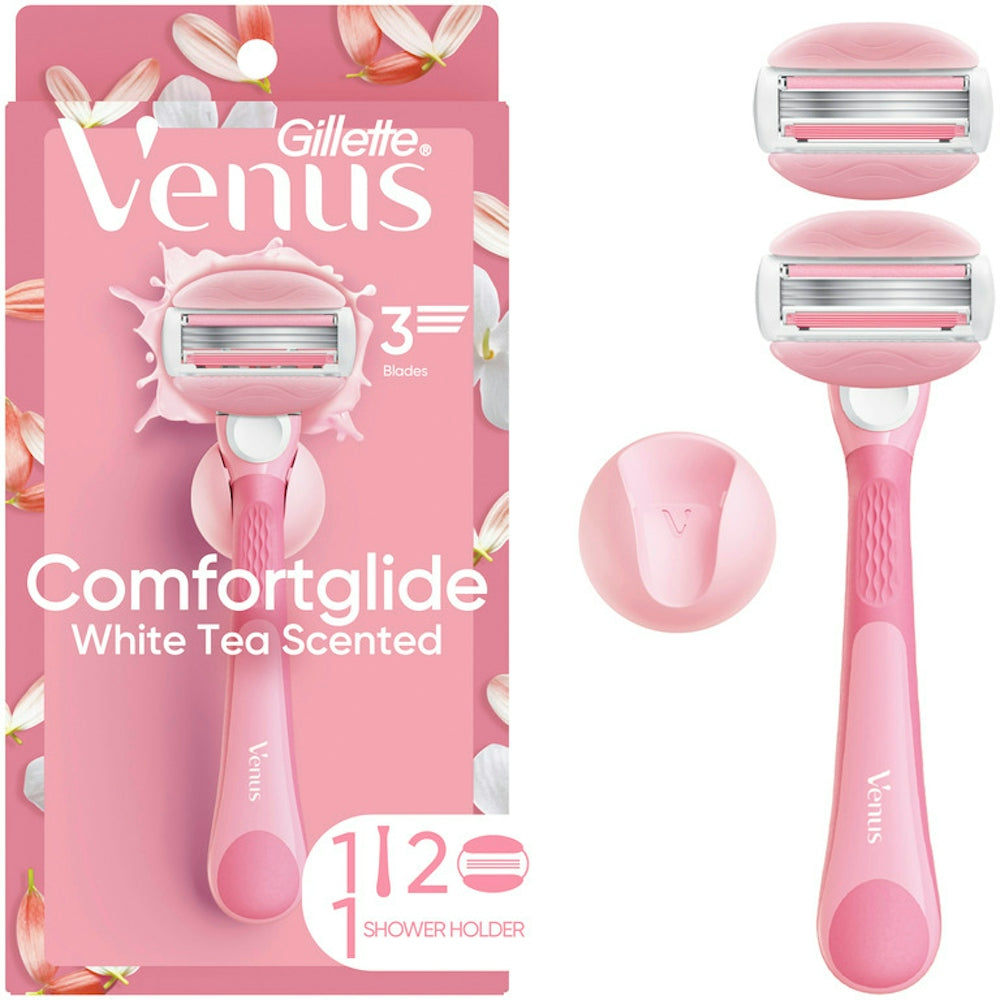 Gillette Venus ComfortGlide Té Blanco Maquinilla de Afeitar para Mujeres con Recambios